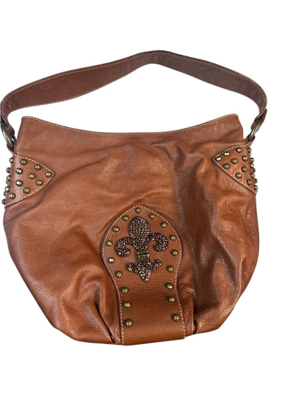 Bridget Shuster Vintage Cognac Leather Hobo Shoulder Bag